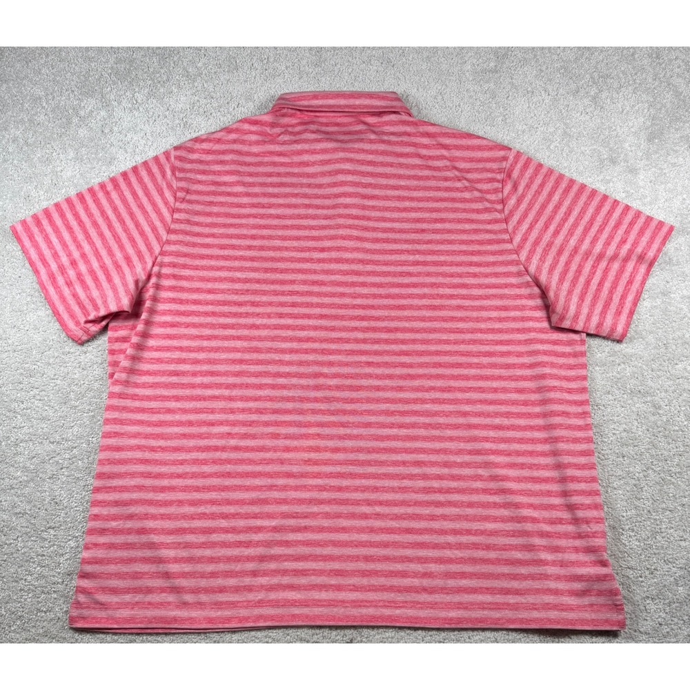 Roundtree & Yorke Polo Shirt Mens 2XB Pink Striped Performance Short Sleeve Golf - Picture 10 of 11